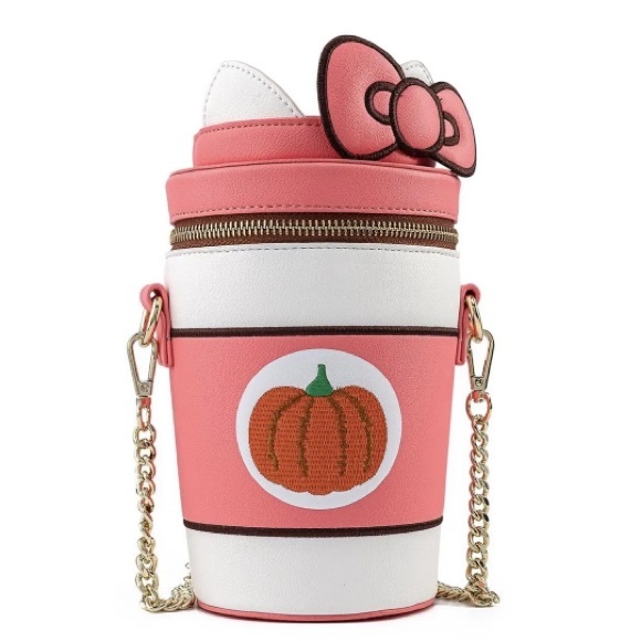🎃 - Loungefly - Hello Kitty - Pumpkin Spice Latte Wave Crossbody Purse - Picture 1 of 7